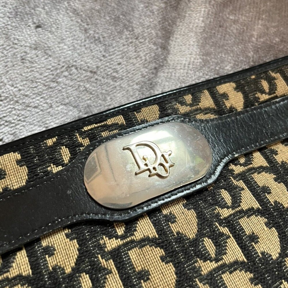 Christian Dior Vintage Trotter Logo Black Leather Shoulder Bag Purse - Picture 3 of 16